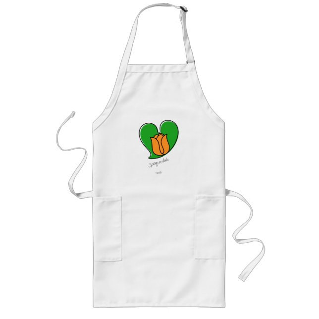 Delantal Largo Primavera enamorada - Naranja Tulips Long Apron (Frente)