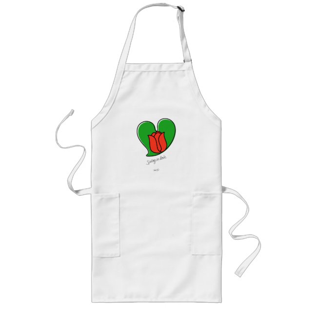 Delantal Largo Primavera enamorada - Tulipanes rojos Largo Apron (Frente)
