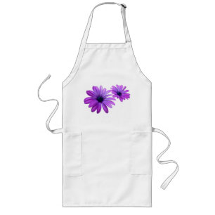 Delantal Largo Purple Daisy Apron Hermosa Flor Azul BBQ Apron
