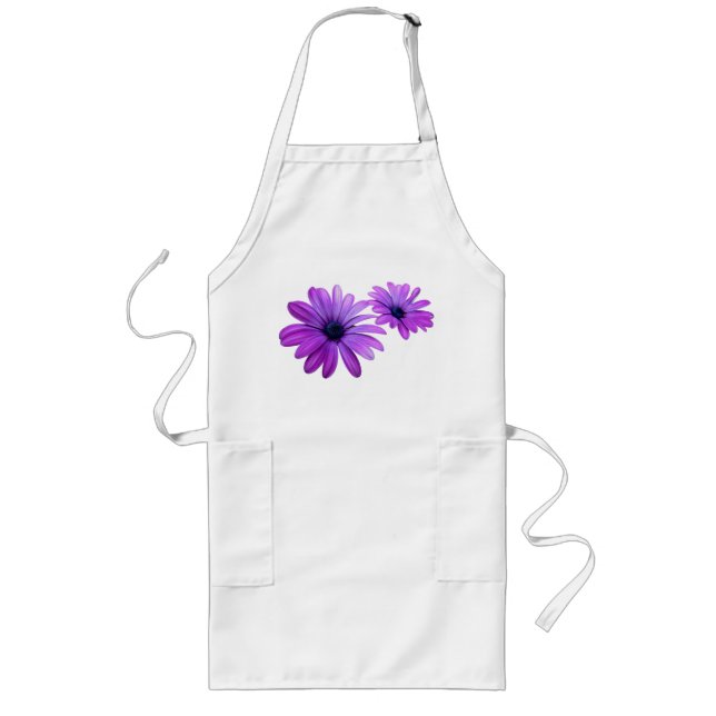 Delantal Largo Purple Daisy Apron Hermosa Flor Azul BBQ Apron (Frente)