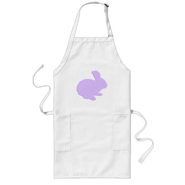 Delantal Largo Púrpura Polka Dot Silhouette Easter Bunny Apron (Frente)