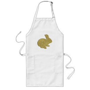 Delantal Largo Purpurina de oro Silhouette Easter Bunny Apron