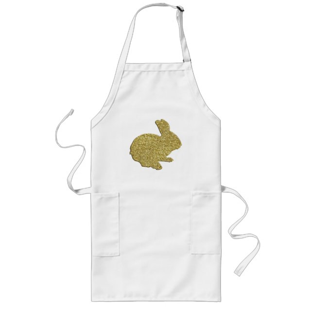 Delantal Largo Purpurina de oro Silhouette Easter Bunny Apron (Frente)