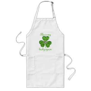 Delantal Largo Purpurina Shamrock and Flower Apron