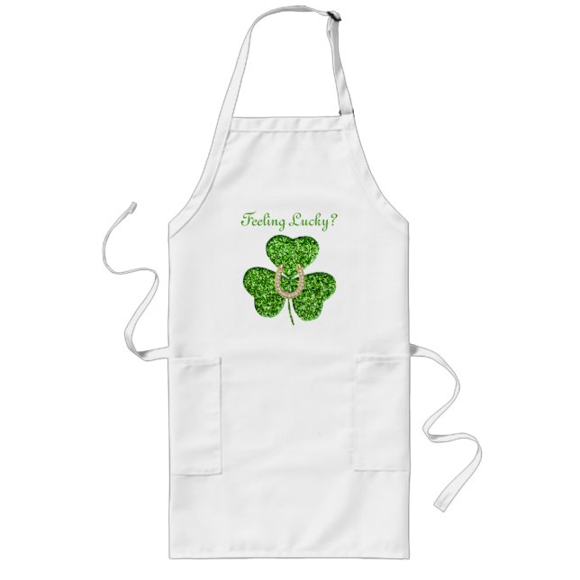 Delantal Largo Purpurina Shamrock Y Horseshoe Apron (Frente)