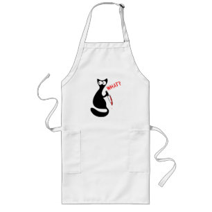 Delantal Largo ¿QUÉ? Gato Negro Espantoso, Gato Divertido, Mamá d