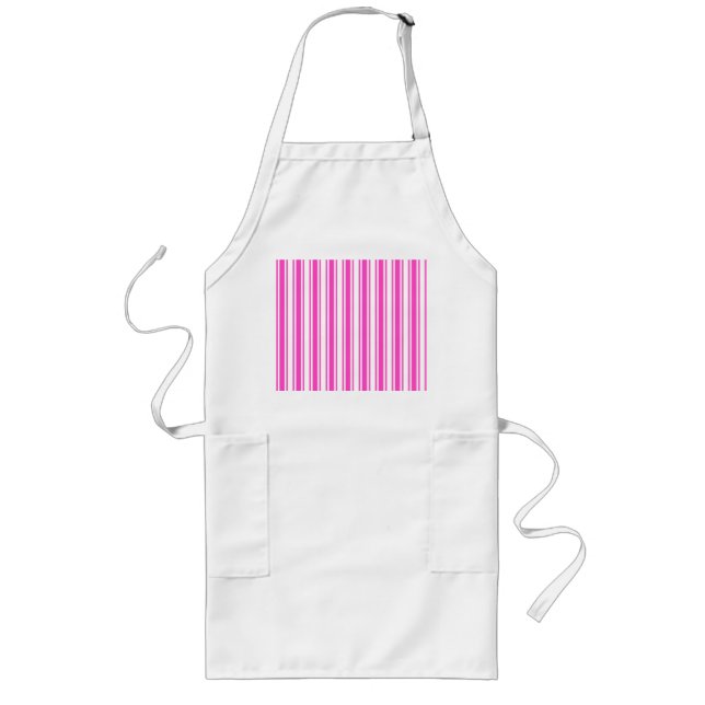 Delantal Largo Rayas de caramelos rosadas y blancas calientes (Frente)