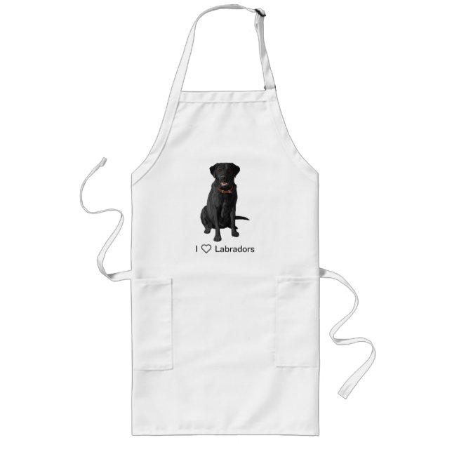 Delantal Largo Regalo del amante del perro del labrador negro (Frente)