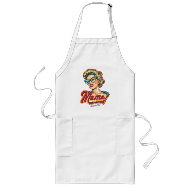Delantal Largo Retro mamá pop art 2 personalizado (Frente)