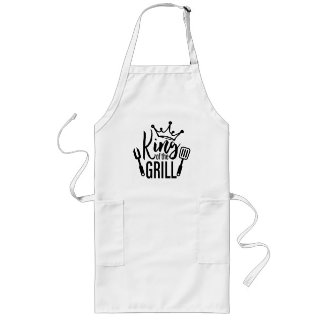 Delantal Largo Rey de la Parrilla (personalizable) (Frente)