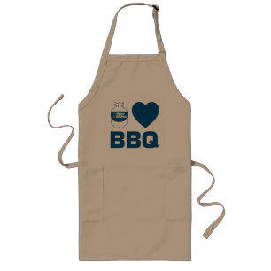 Delantal Largo Rinoceronte azul "I Heart BBQ"