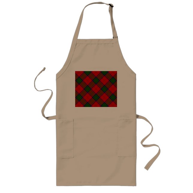 Delantal Largo Robertson tartan platillo rojo (Frente)