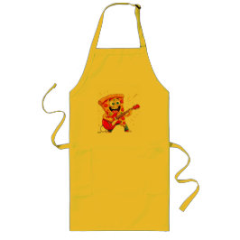 Delantal Largo **Rock ’n’ Roll Pizza – Funny Guitar-Playing Slice