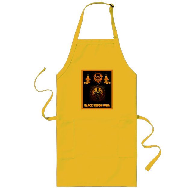 Delantal Largo Rótulo publicitario metalizado para el ron negro v (Frente)