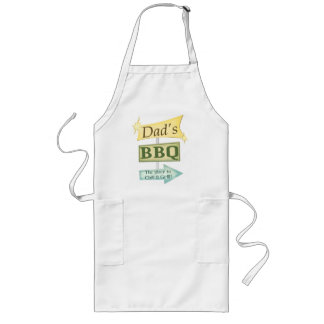 Delantal Largo Rótulo retro de la barbacoa del Grunge del papá