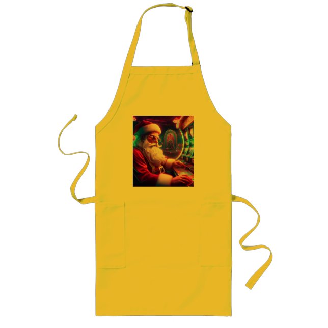 Delantal Largo Santa Claus Está Jugando Las Ranuras En El Casino (Frente)