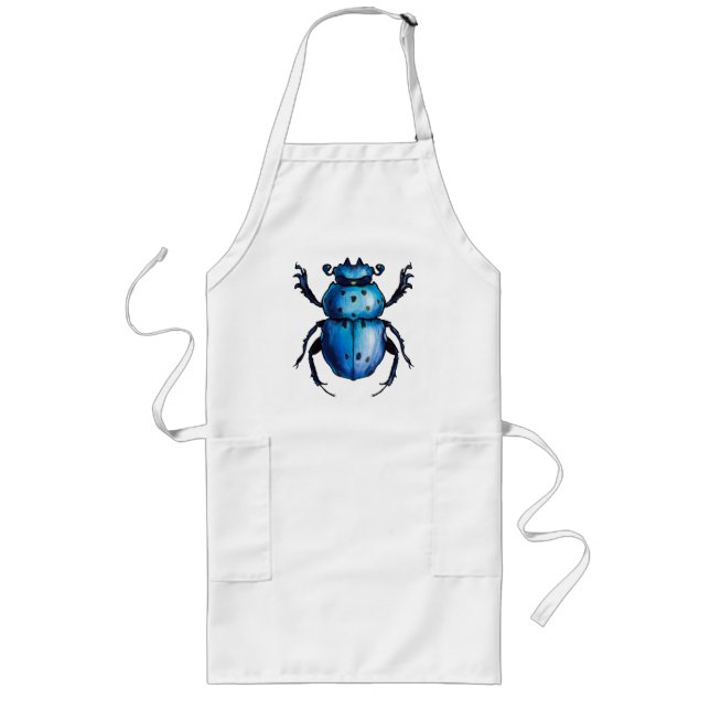 Delantal Largo Scarab Beetle Art Blue Insect Entomology T-Shirt (Frente)