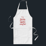 Delantal Largo ¿Se casará con mi personalizado?<br><div class="desc">¿Te casarás conmigo personalizado propuesta de matrimonio por texto Apron largo compromiso romántico,  propuesta de matrimonio? texto de escritura roja</div>