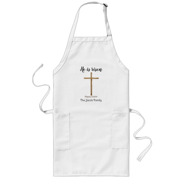 Delantal Largo Se levanta, Feliz Pascua a la familia, religioso (Frente)