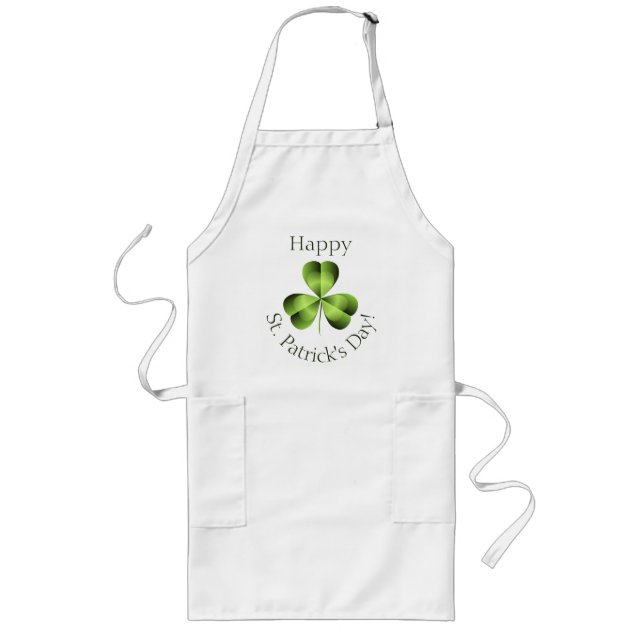 Delantal Largo Shamrock Three Leaf Clover Graphic (Frente)