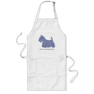Delantal Largo Silueta de Terrier Escocés en Denim