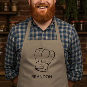 Delantal Largo Sombrero de Chef Personalizado a la Parrilla