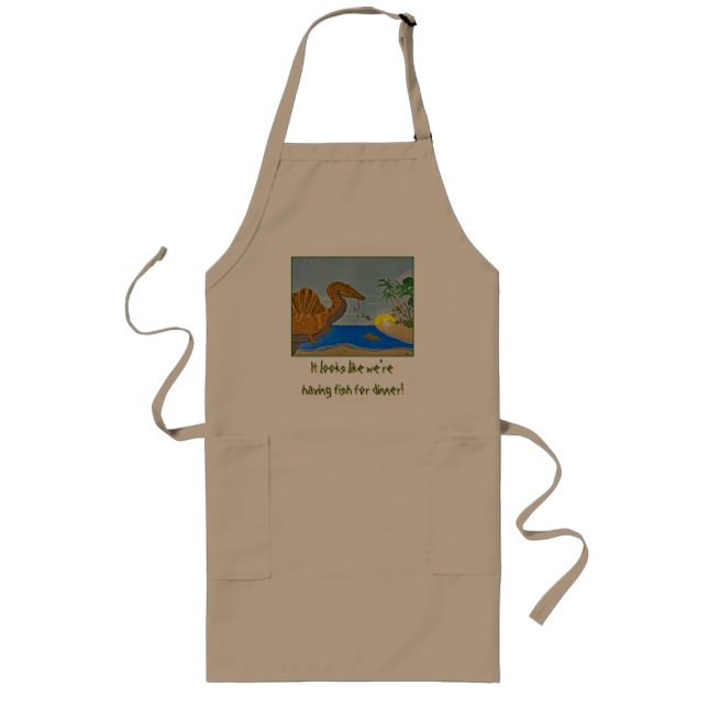 Delantal Largo Spinosaurus Fish for Dinner apron Dinosaur Chef  (Frente)