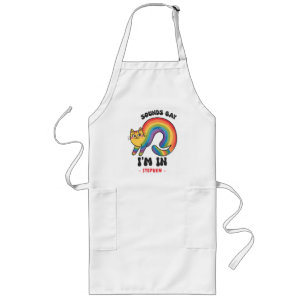 Delantal Largo Suena gay, estoy adentro - Gato arcoiris Orgullo L
