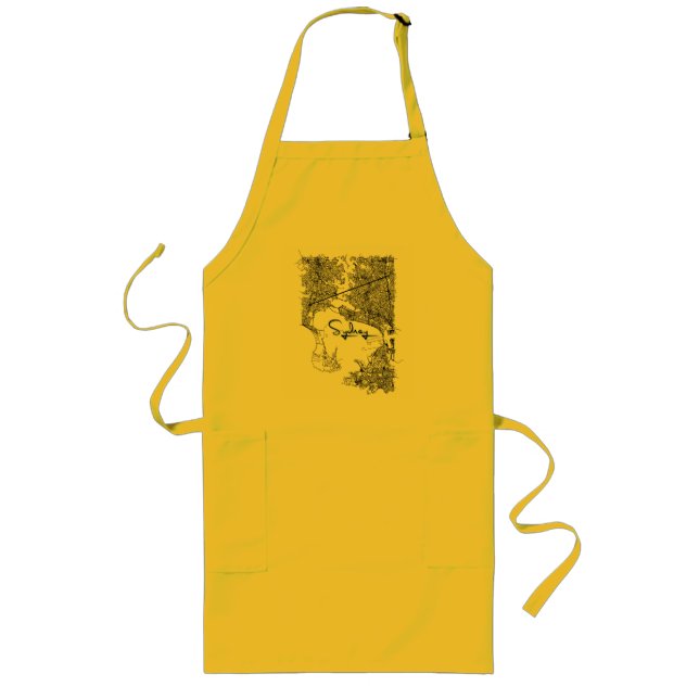 Delantal Largo Sunny Yellow Sydney Map Kitchen Apron (Frente)