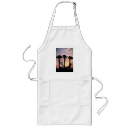 Delantal Largo Sunset Palm Trees Beach Tiki Bar BBQ Cooking Apron