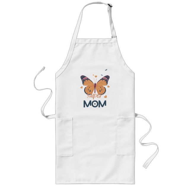 Delantal Largo Super MOM de mariposas (Frente)