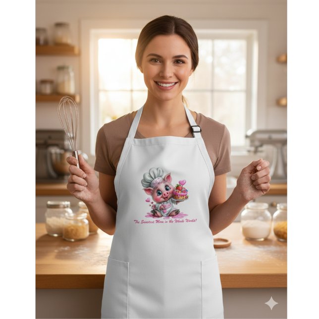 Delantal Largo Sweetest Mom Pig Chef Custom Apron (Subido por el creador)