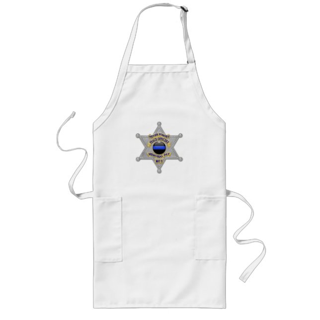 Delantal Largo Thin Blue Line Adjunta de alguacil Badge (Frente)
