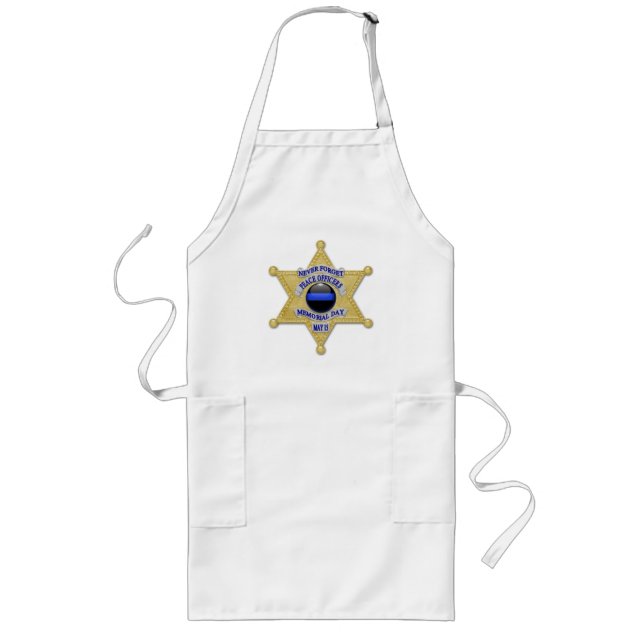 Delantal Largo Thin Blue Line Button y Vice Sheriff Star (Frente)