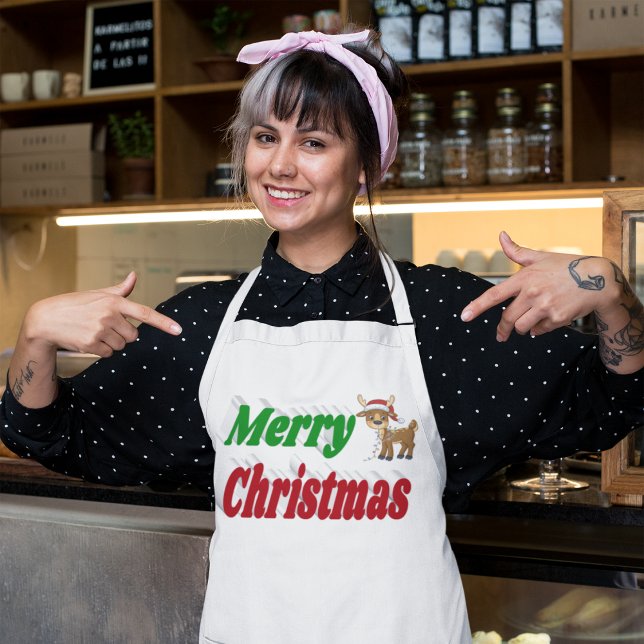 Delantal Largo Tipografía de Happy Holidays Reindeer Navidades (Subido por el creador)