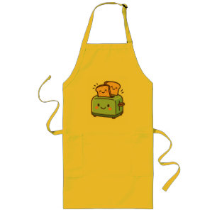 Delantal Largo "Tostadora y pan sonriente lindo - Cocina quirky