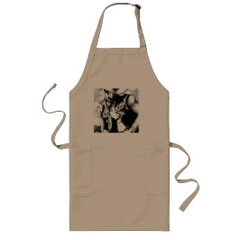 Delantal Largo Un niño de vaca occidental rústico lindo dibujando