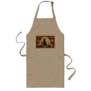 Delantal Largo Un viejo gato negro y calabazas de Halloween