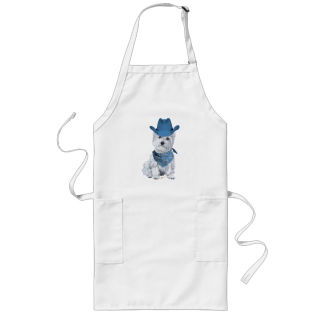 Delantal Largo Vaquero Westie en Azul (Frente)