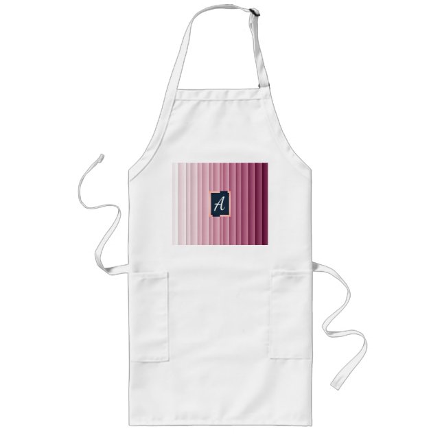 Delantal largo vertical con gradiente rosa y monog (Frente)