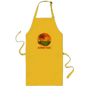 Delantal Largo Vibes de verano - Diseño brillante, tropical y div