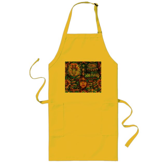 Delantal Largo Vibrante cocina ciana "Tapiz precolombino" a favor (Frente)