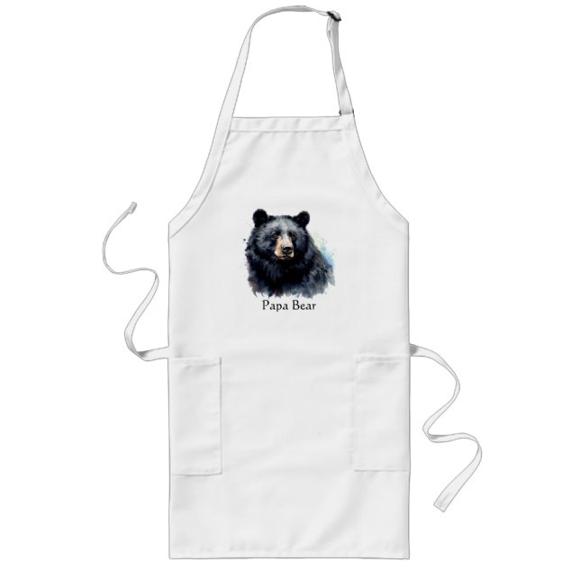 Delantal Largo Watercolor Black Bear Animal Wildlife Nature Art (Frente)