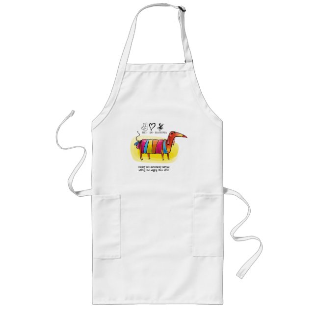 Delantal Largo Whimsical Dog Grooming Groomer Apron (Frente)