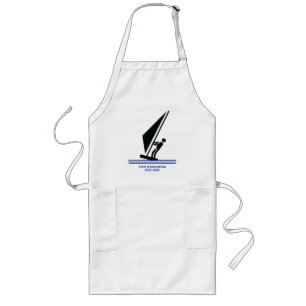 Delantal Largo Windsurfista a bordo personalizado negro azul de w