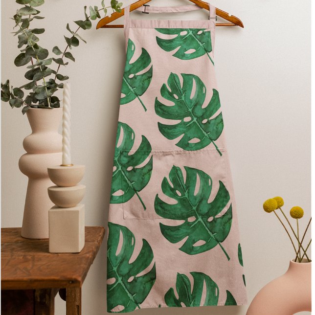 Delantal Las aguas modernas dejan un patrón rosa y verde (Subido por el creador)