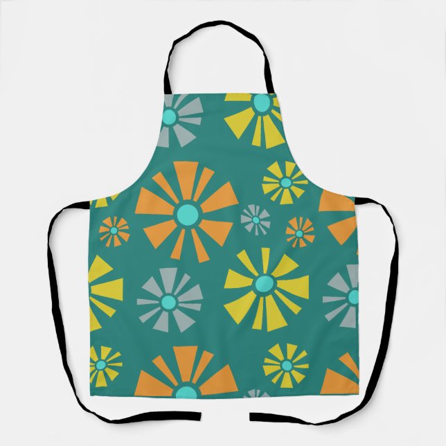 Delantal Las flores modernas de mediados del siglo XX Verde (Anverso)