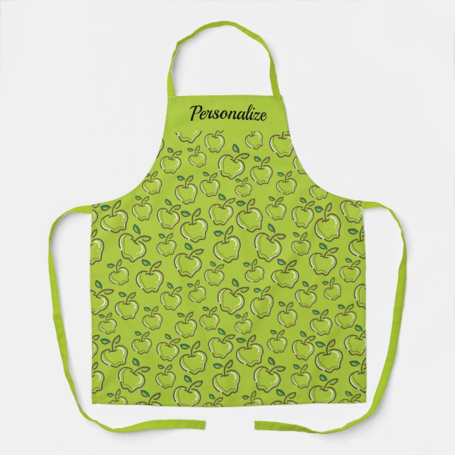 Delantal Las manzanas verdes frutales son personalizadas (Anverso)