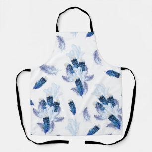 Delantal Las plumas de color azul de loro blanco exótico re