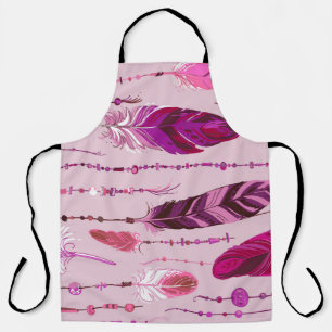 Delantal Las Plumas Étnicas: Patrón De Colores Brillantes.